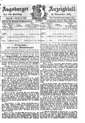 Augsburger Anzeigeblatt Samstag 19. November 1870