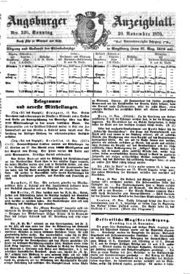 Augsburger Anzeigeblatt Sonntag 20. November 1870