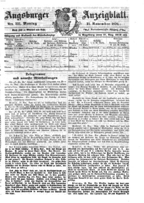 Augsburger Anzeigeblatt Montag 21. November 1870