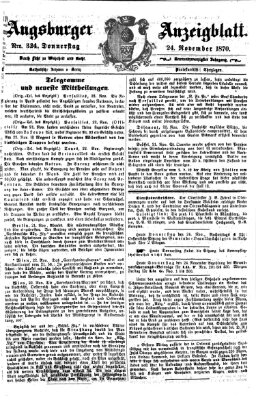 Augsburger Anzeigeblatt Donnerstag 24. November 1870