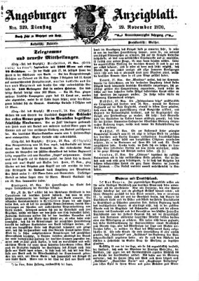 Augsburger Anzeigeblatt Dienstag 29. November 1870