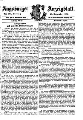 Augsburger Anzeigeblatt Freitag 23. Dezember 1870