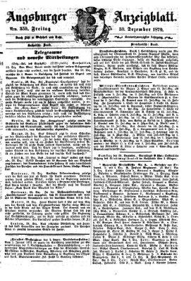 Augsburger Anzeigeblatt Freitag 30. Dezember 1870