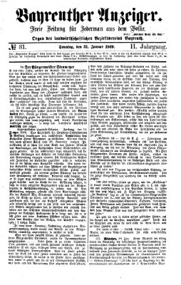 Bayreuther Anzeiger Sonntag 31. Januar 1869