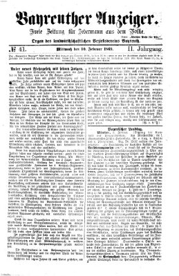 Bayreuther Anzeiger Mittwoch 10. Februar 1869