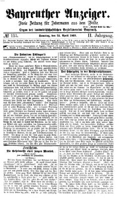 Bayreuther Anzeiger Samstag 24. April 1869