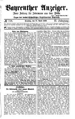 Bayreuther Anzeiger Dienstag 27. April 1869