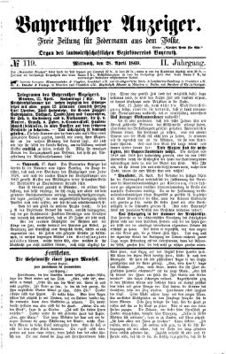 Bayreuther Anzeiger Mittwoch 28. April 1869