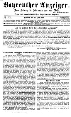 Bayreuther Anzeiger Mittwoch 21. Juli 1869