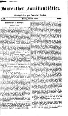 Bayreuther Anzeiger Montag 19. April 1869