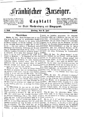 Fränkischer Anzeiger Freitag 2. Juli 1869