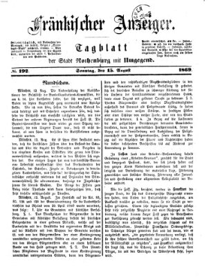 Fränkischer Anzeiger Sonntag 15. August 1869