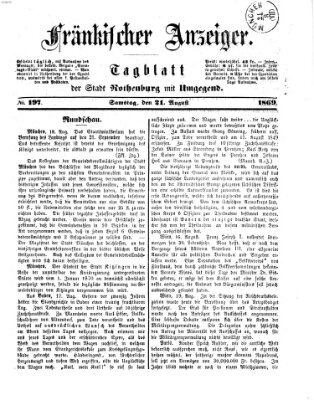 Fränkischer Anzeiger Samstag 21. August 1869