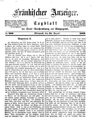 Fränkischer Anzeiger Mittwoch 25. August 1869