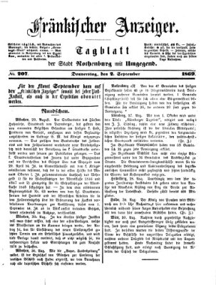 Fränkischer Anzeiger Donnerstag 2. September 1869