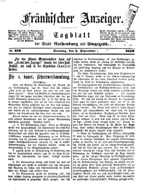 Fränkischer Anzeiger Sonntag 5. September 1869