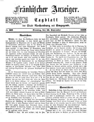 Fränkischer Anzeiger Dienstag 14. September 1869