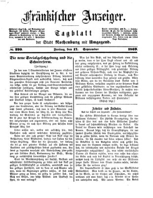 Fränkischer Anzeiger Freitag 17. September 1869