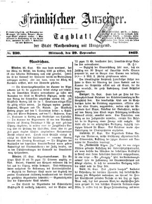 Fränkischer Anzeiger Mittwoch 29. September 1869