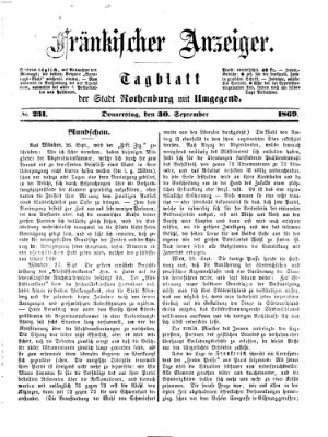 Fränkischer Anzeiger Donnerstag 30. September 1869