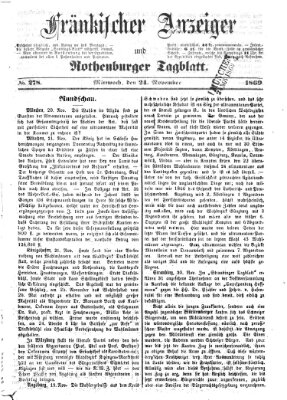 Fränkischer Anzeiger Mittwoch 24. November 1869