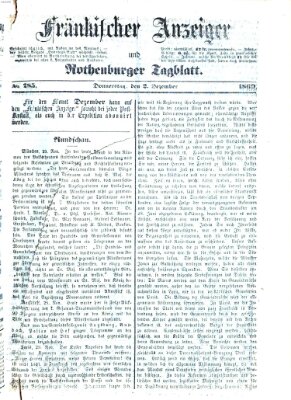 Fränkischer Anzeiger Donnerstag 2. Dezember 1869