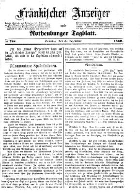 Fränkischer Anzeiger Sonntag 5. Dezember 1869