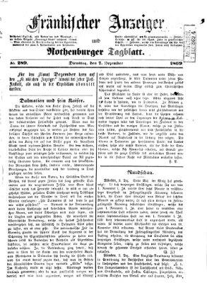 Fränkischer Anzeiger Dienstag 7. Dezember 1869