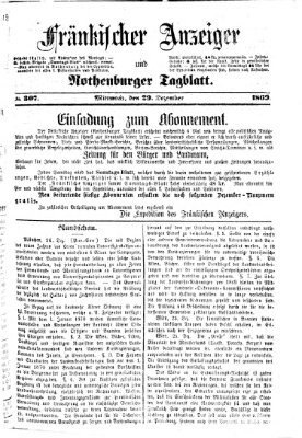 Fränkischer Anzeiger Mittwoch 29. Dezember 1869