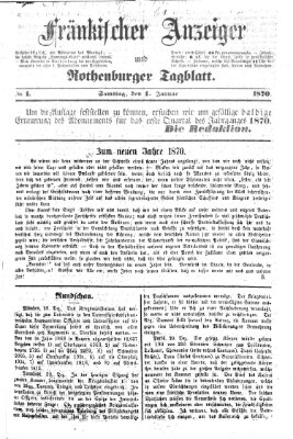 Fränkischer Anzeiger Samstag 1. Januar 1870