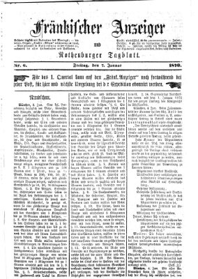 Fränkischer Anzeiger Freitag 7. Januar 1870