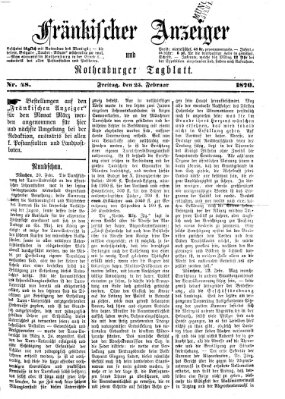 Fränkischer Anzeiger Freitag 25. Februar 1870