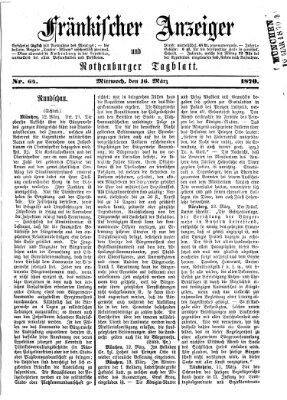 Fränkischer Anzeiger Mittwoch 16. März 1870