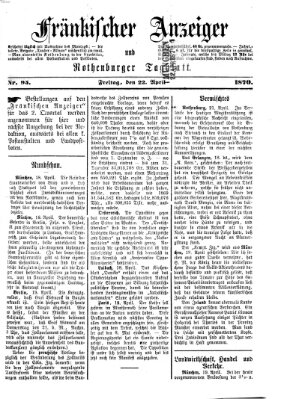 Fränkischer Anzeiger Freitag 22. April 1870