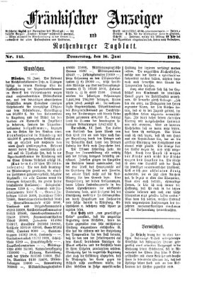 Fränkischer Anzeiger Donnerstag 16. Juni 1870