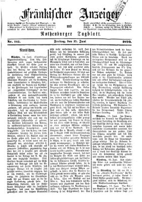 Fränkischer Anzeiger Freitag 17. Juni 1870