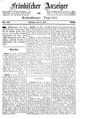 Fränkischer Anzeiger Freitag 1. Juli 1870