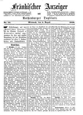 Fränkischer Anzeiger Mittwoch 3. August 1870