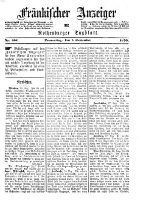 Fränkischer Anzeiger Donnerstag 1. September 1870