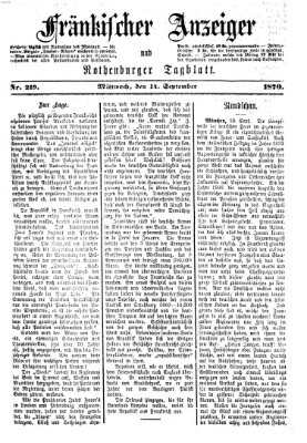 Fränkischer Anzeiger Mittwoch 14. September 1870