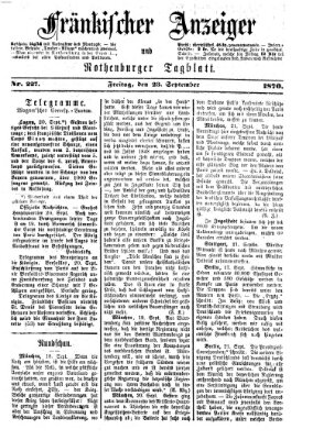 Fränkischer Anzeiger Freitag 23. September 1870