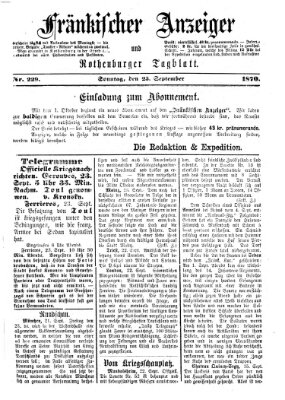 Fränkischer Anzeiger Freitag 23. September 1870