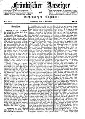 Fränkischer Anzeiger Samstag 1. Oktober 1870