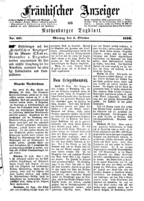 Fränkischer Anzeiger Montag 3. Oktober 1870