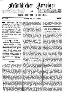 Fränkischer Anzeiger Freitag 14. Oktober 1870