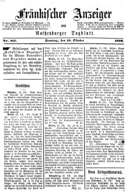 Fränkischer Anzeiger Samstag 29. Oktober 1870