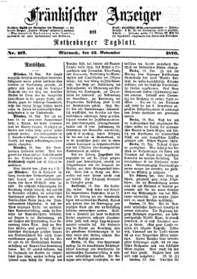 Fränkischer Anzeiger Mittwoch 23. November 1870