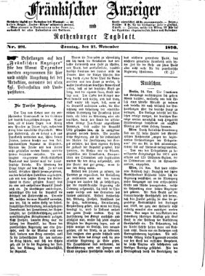 Fränkischer Anzeiger Sonntag 27. November 1870