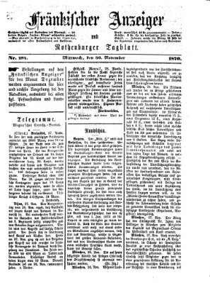 Fränkischer Anzeiger Mittwoch 30. November 1870