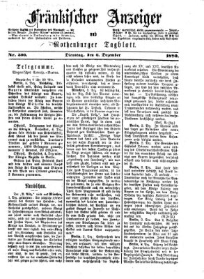 Fränkischer Anzeiger Dienstag 6. Dezember 1870